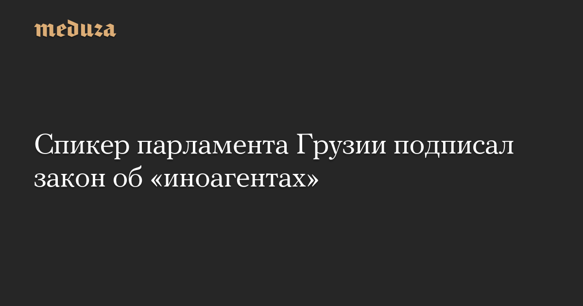 Спикер парламента Грузии подписал закон об «иноагентах»